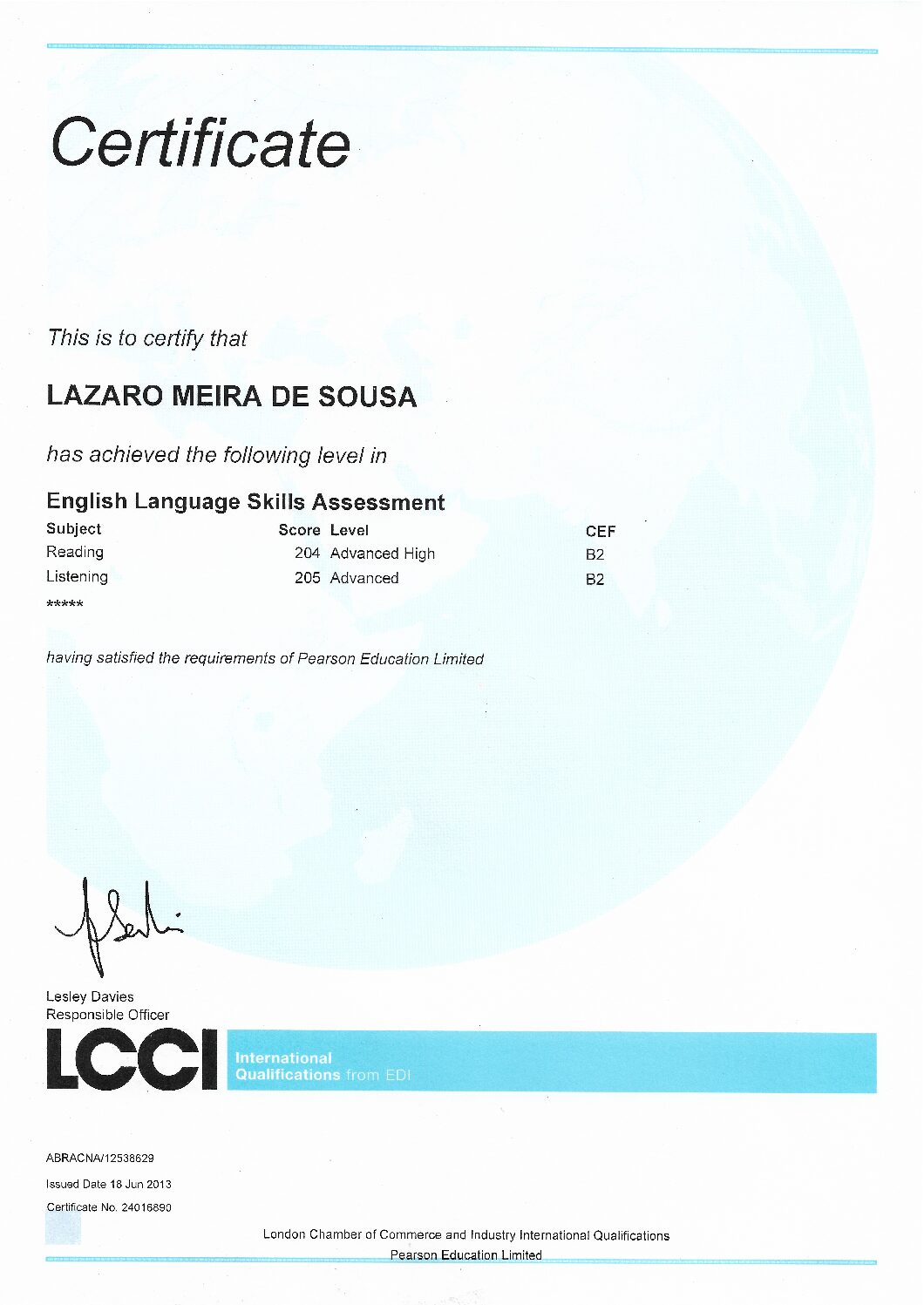 Certificate