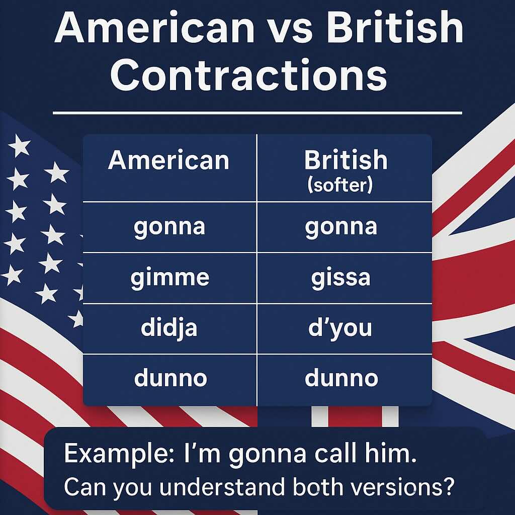 Why “Gonna” in the US and “Innit” in the UK Both Matter: Comparing American and British Contractions