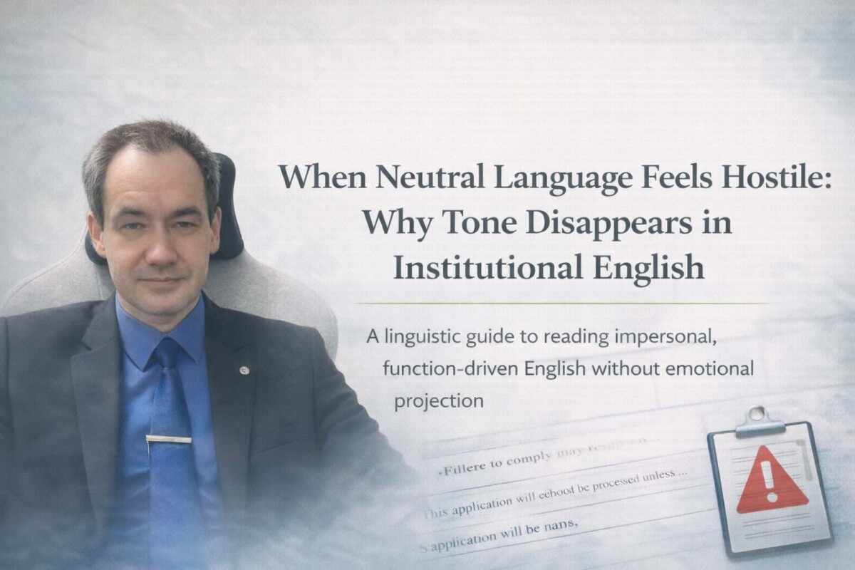 When Neutral Language Feels Hostile: Why Tone Disappears in Institutional English