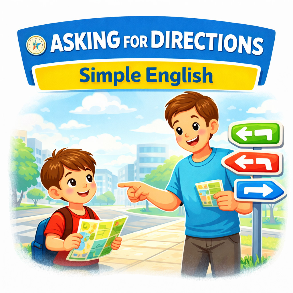 Lesson 25 — Asking for Directions | English for Kids | Vocabulary + Dialogue + Role Play